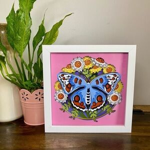 3D Buckeye Butterfly Wildflowers Shadowbox